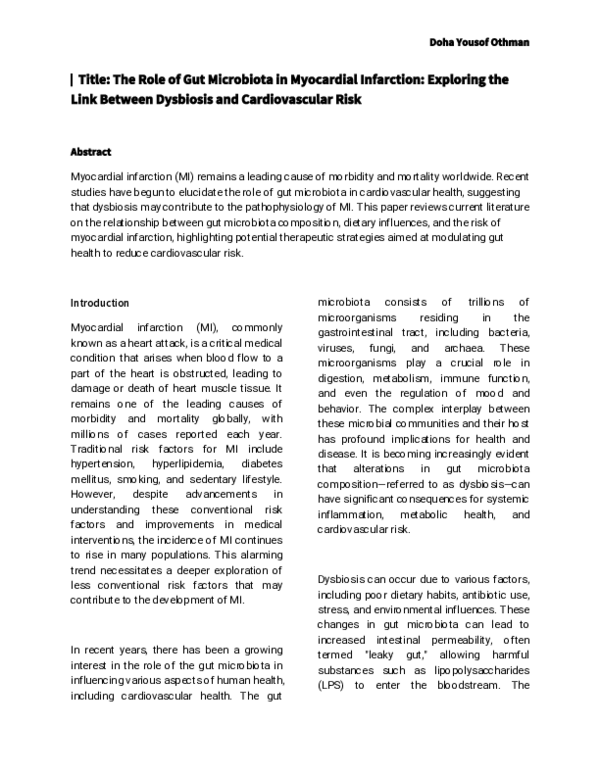 (PDF) The Role of Gut Microbiota in Myocardial Infarction: Exploring ...