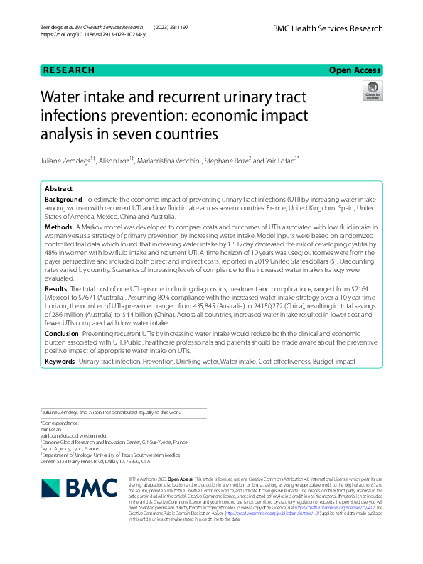 (PDF) Water intake and recurrent urinary tract infections prevention ...