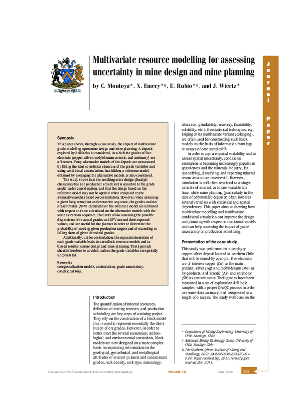 (PDF) Multivariate resource modelling for assessing uncertainty in mine ...
