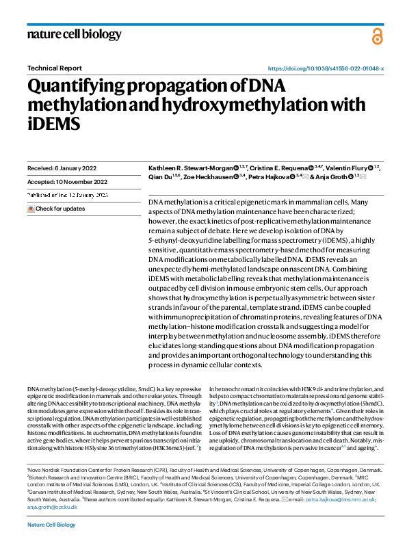 (PDF) Quantifying propagation of DNA methylation and hydroxymethylation ...