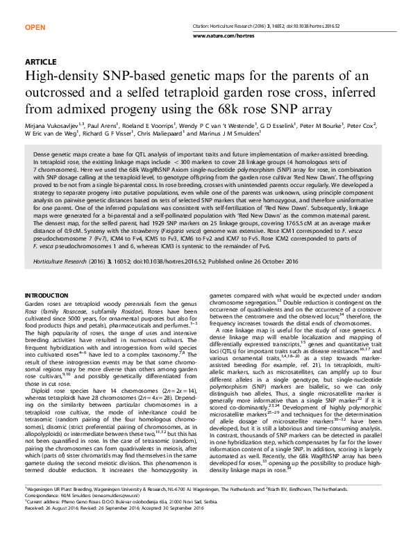 (PDF) High-density SNP-based genetic maps for the parents of an ...