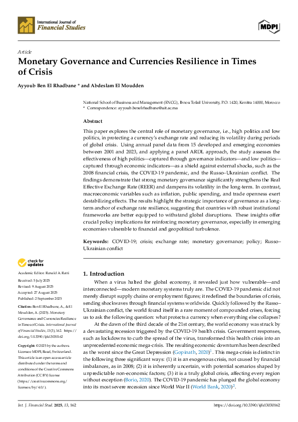 (PDF) Monetary Governance and Currencies Resilience in Times of Crisis