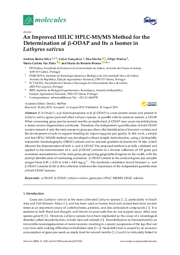 (PDF) An Improved HILIC HPLC-MS/MS Method for the Determination of β ...