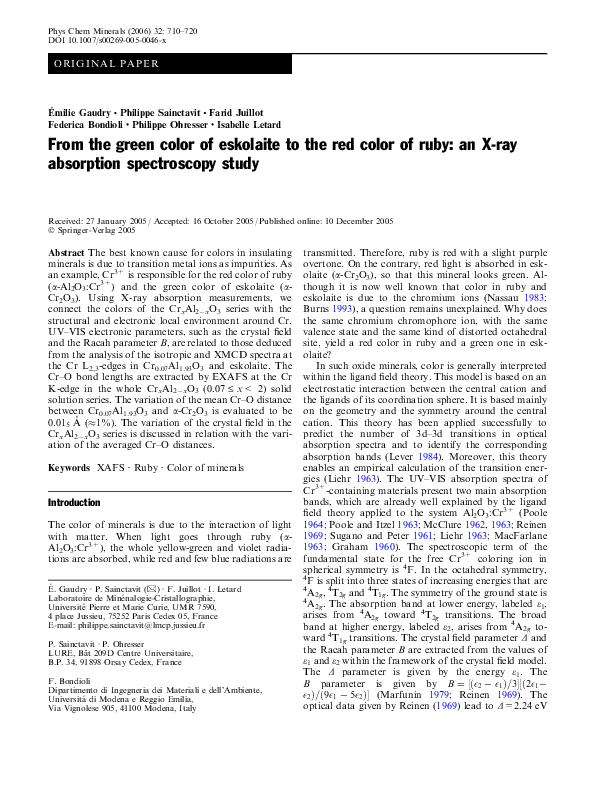 (PDF) From the green color of eskolaite to the red color of ruby: an X ...