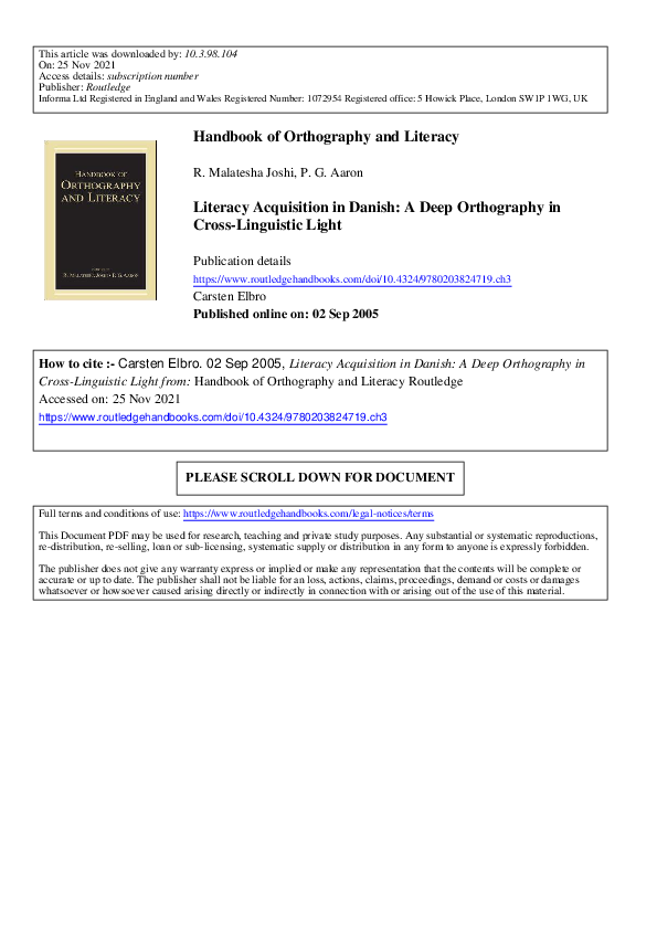 (PDF) Handbook of Orthography and Literacy