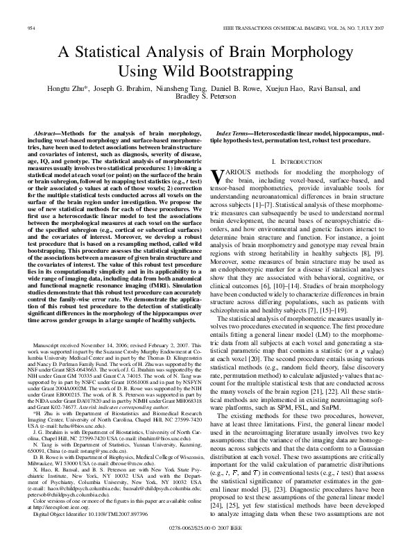 (PDF) A Statistical Analysis of Brain Morphology Using Wild Bootstrapping