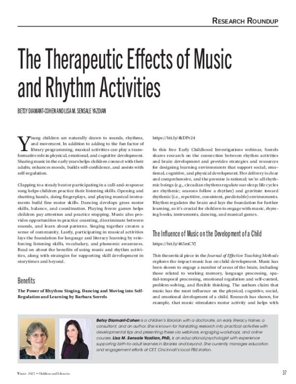 (PDF) The Therapeutic Effects of Music and Rhythm Activities