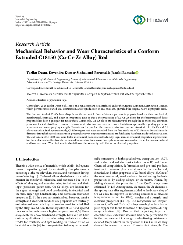 (PDF) Mechanical Behavior and Wear Characteristics of a Conform ...