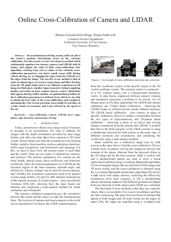 (PDF) Online cross-calibration of camera and LIDAR