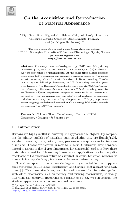 (PDF) On the Acquisition and Reproduction of Material Appearance