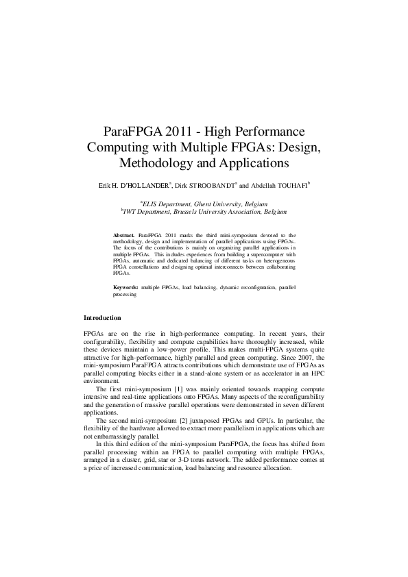 (PDF) ParaFPGA 2011 : high performance computing with multiple FPGAs ...