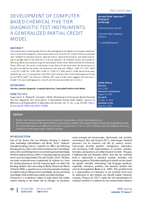 (PDF) Development of Computer-Based Chemical Five-Tier Diagnostic Test ...