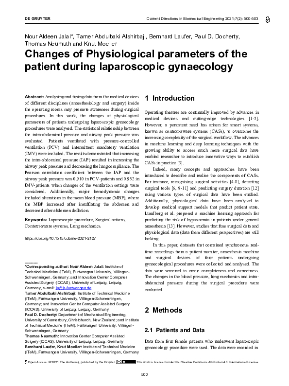 (PDF) Changes of Physiological parameters of the patient during ...