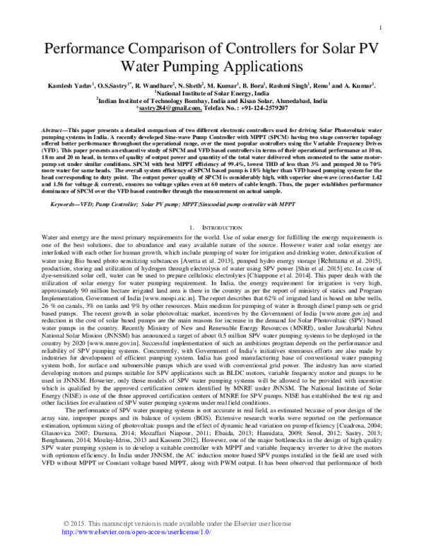 (PDF) Performance comparison of controllers for solar PV water pumping ...