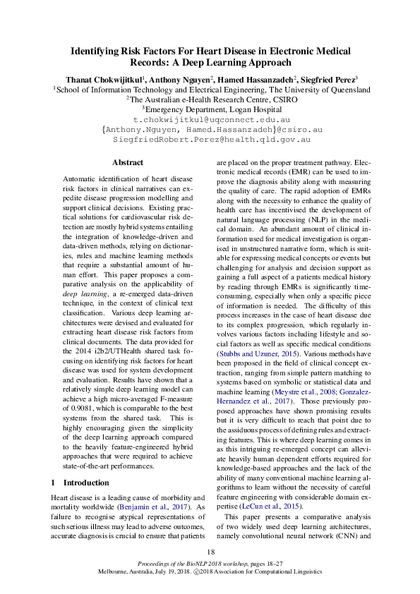 (PDF) Identifying Risk Factors For Heart Disease in Electronic Medical ...
