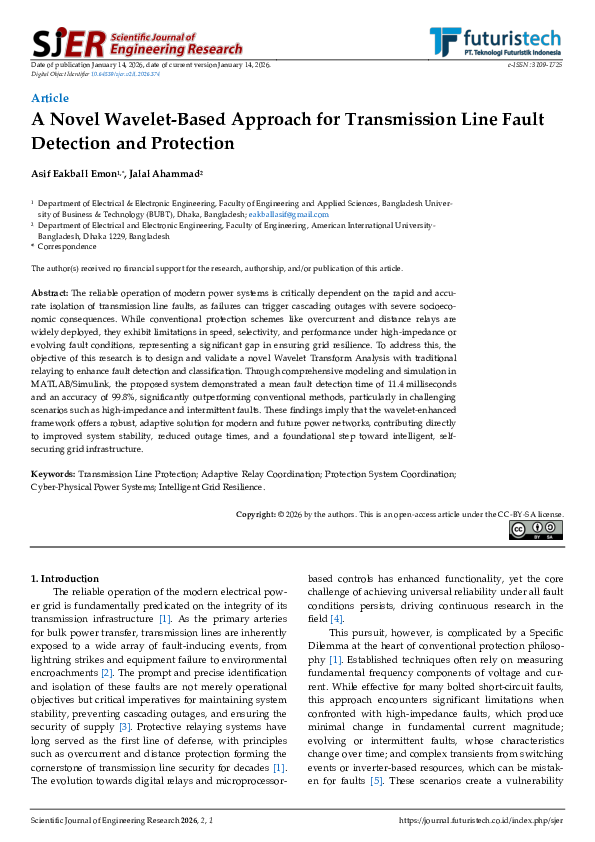 (PDF) A Novel Wavelet-Based Approach for Transmission Line Fault ...