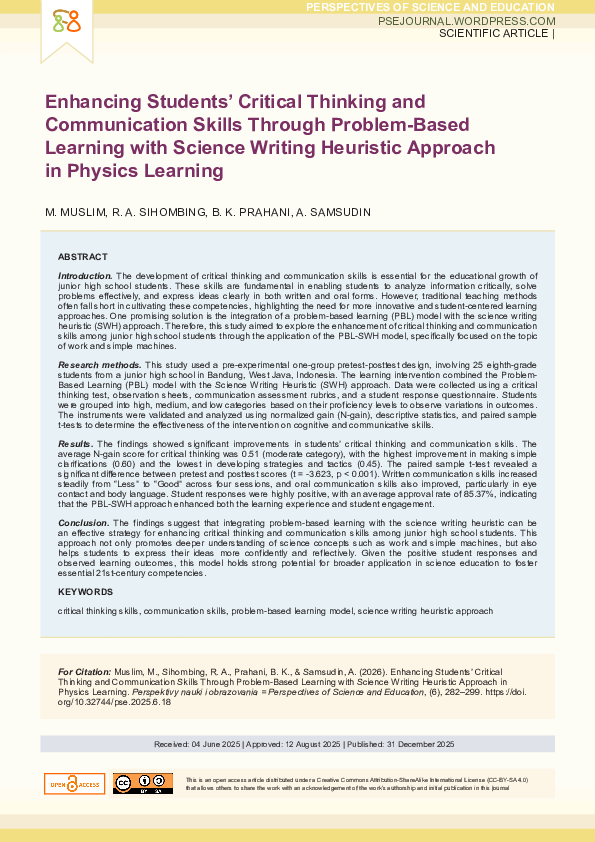 (PDF) Enhancing Students’ Critical Thinking and Communication Skills ...