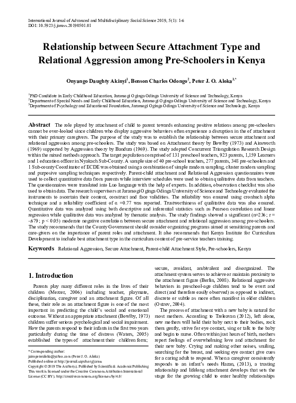 (PDF) Relationship between Secure Attachment Type and Relational ...