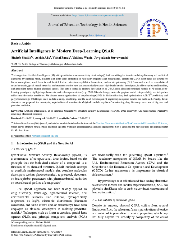 (PDF) Artificial Intelligence in Modern Deep-Learning QSAR