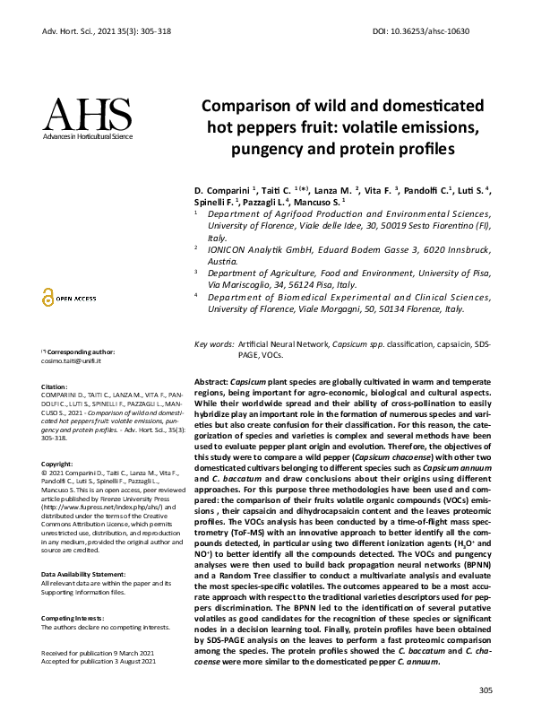 (PDF) Comparison of wild and domesticated hot peppers fruit: volatile ...