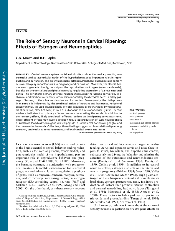 (PDF) The Role of Sensory Neurons in Cervical Ripening: Effects of ...