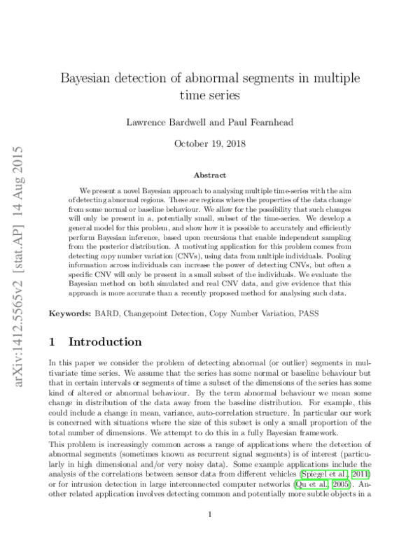 (PDF) Bayesian detection of abnormal segments in multiple time series