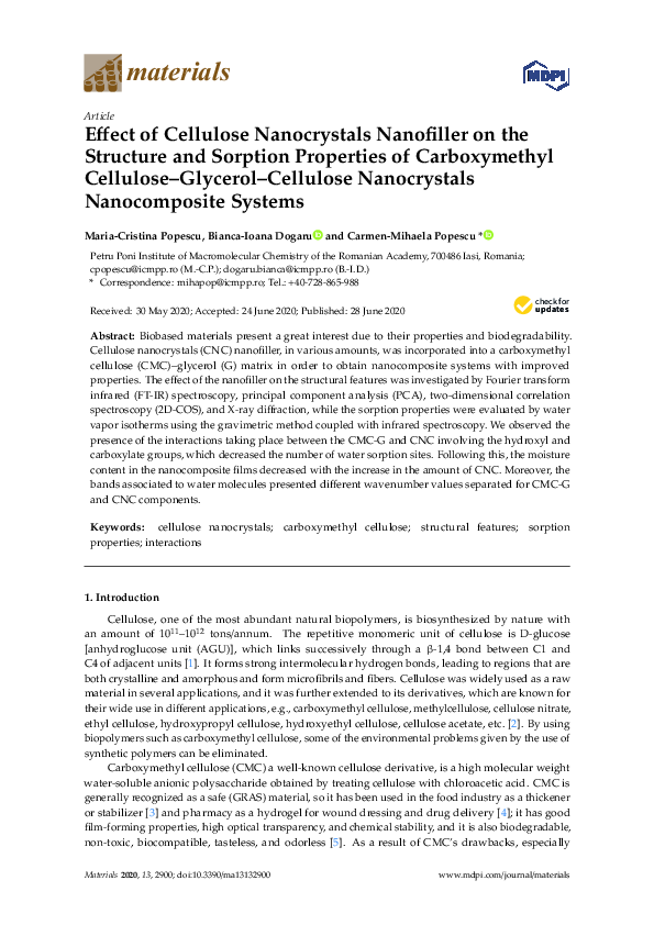 (PDF) Effect of Cellulose Nanocrystals Nanofiller on the Structure and ...
