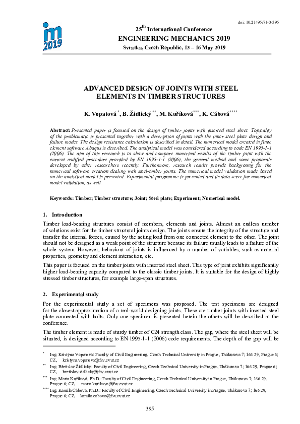 (PDF) Advanced Design of Joints with Steel Elements in Timber Structures