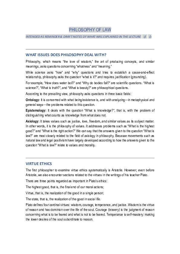 (PDF) Philosophy of Law Lecture Notes