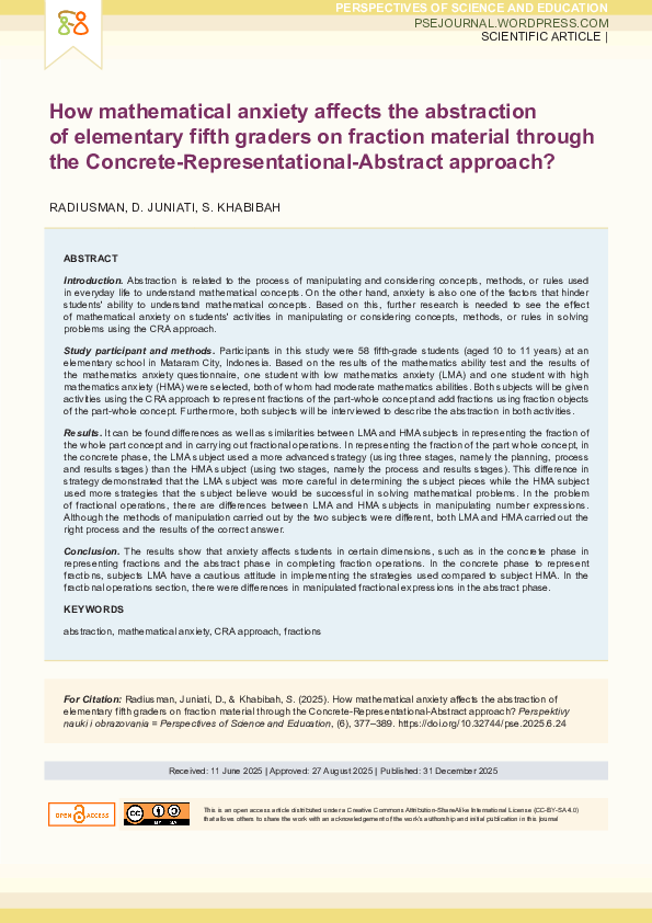 (PDF) How mathematical anxiety affects the abstraction of elementary ...
