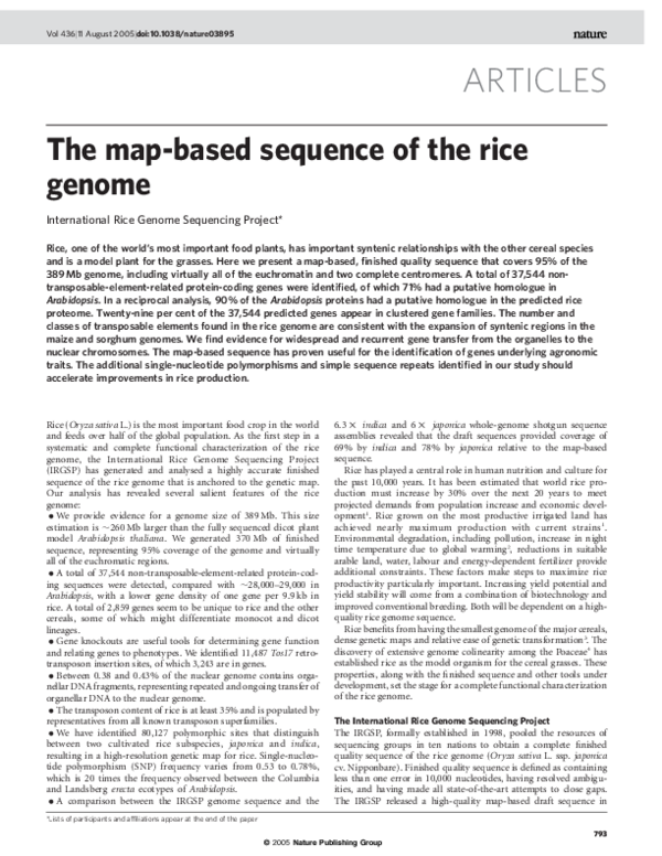 (PDF) The map-based sequence of the rice genome
