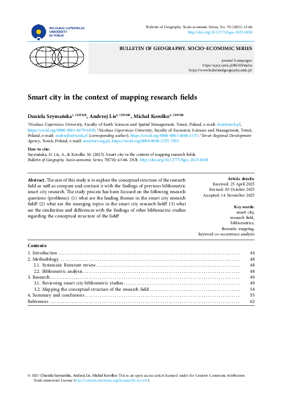 (PDF) Smart city in the context of mapping research fields