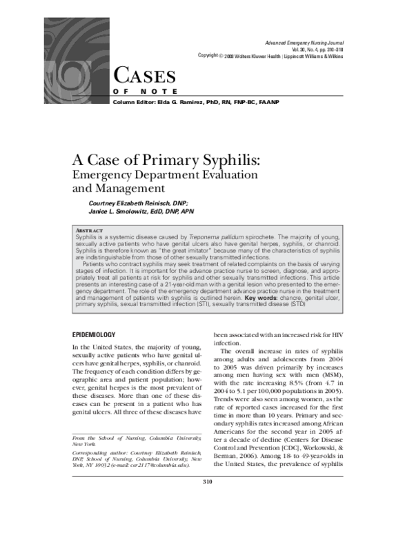 (PDF) A Case of Primary Syphilis