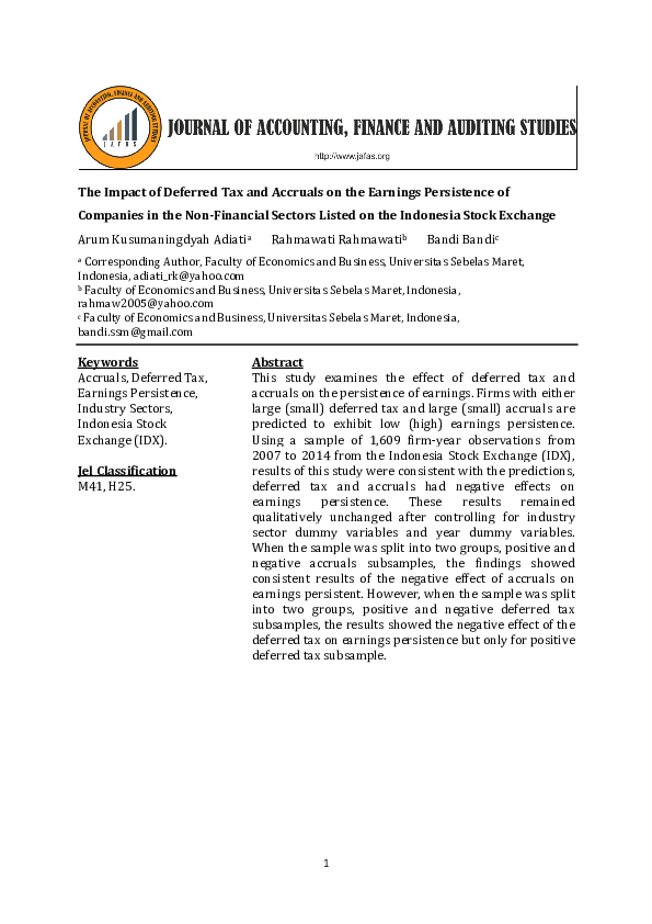 (PDF) The impact of deferred tax and accruals on the earnings ...