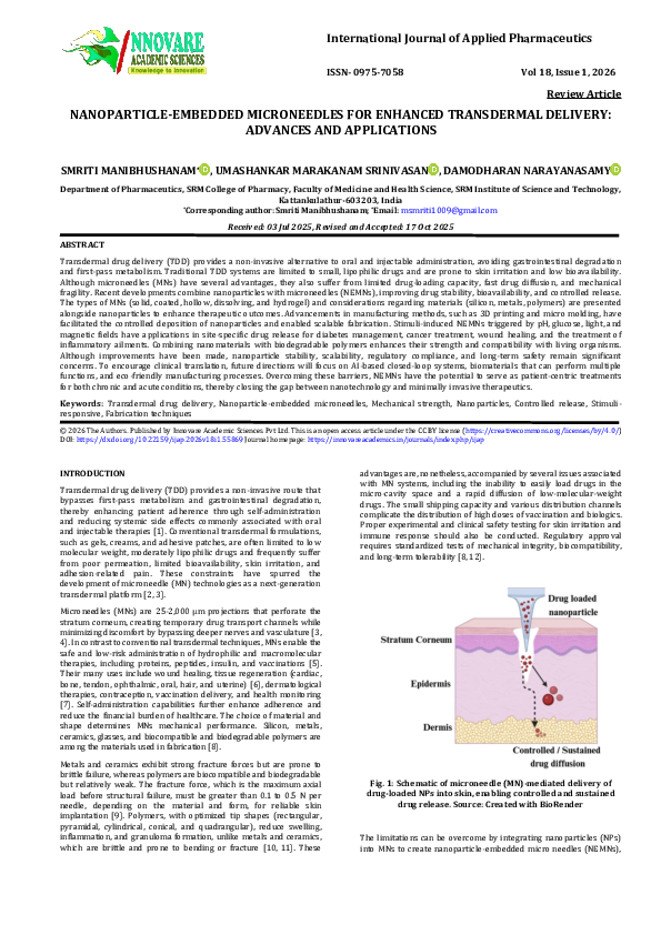 (PDF) NANOPARTICLE-EMBEDDED MICRONEEDLES FOR ENHANCED TRANSDERMAL ...