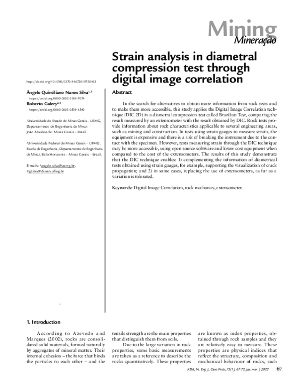 (PDF) Strain analysis in diametral compression test through digital ...