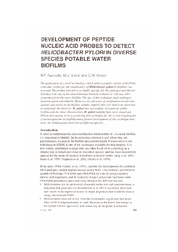 (PDF) Development of peptide nucleic acid probes to detect Helicobacter ...