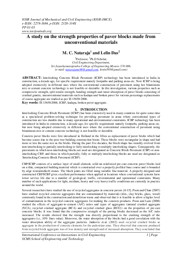 (PDF) A study on the strength properties of paver blocks made from ...