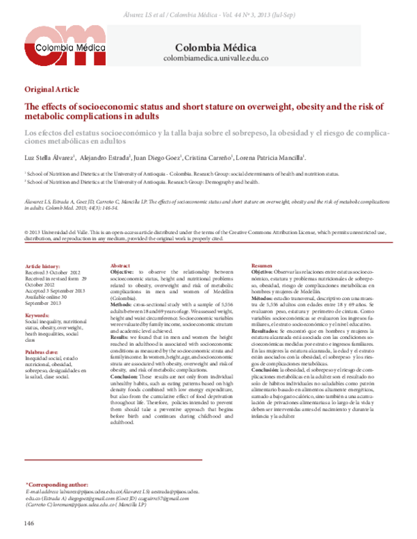(PDF) The effects of socioeconomic status and short stature on ...