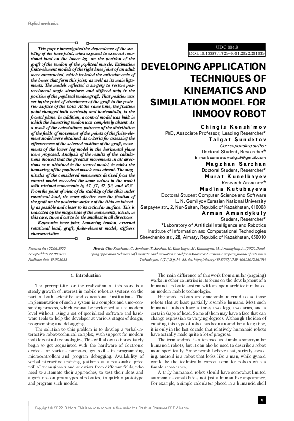 (PDF) Developing application techniques of kinematics and simulation ...