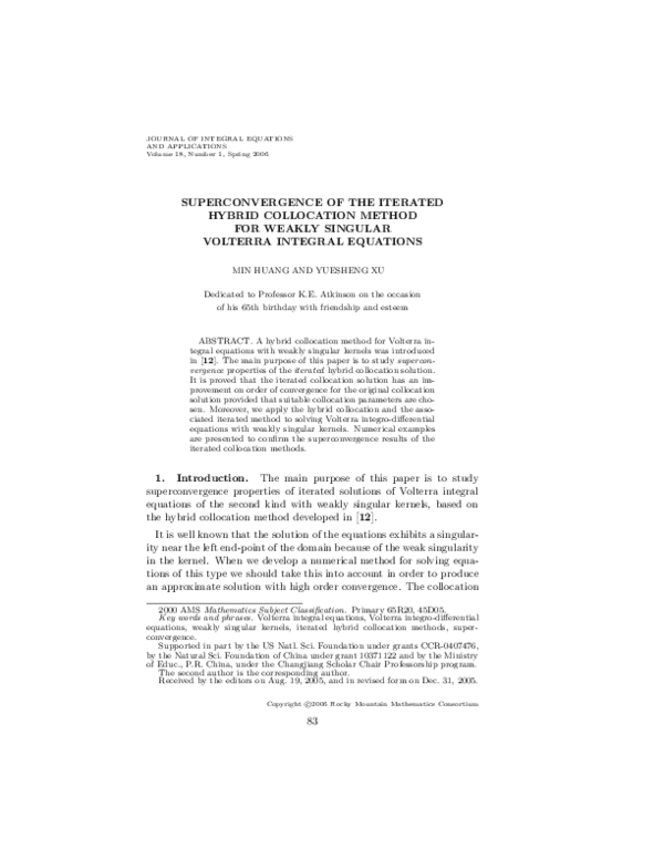 (PDF) Superconvergence of the Iterated Hybrid Collocation Method for ...
