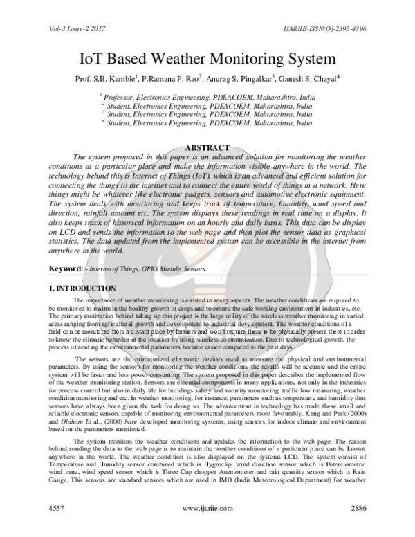 (PDF) IoT Based Weather Monitoring System