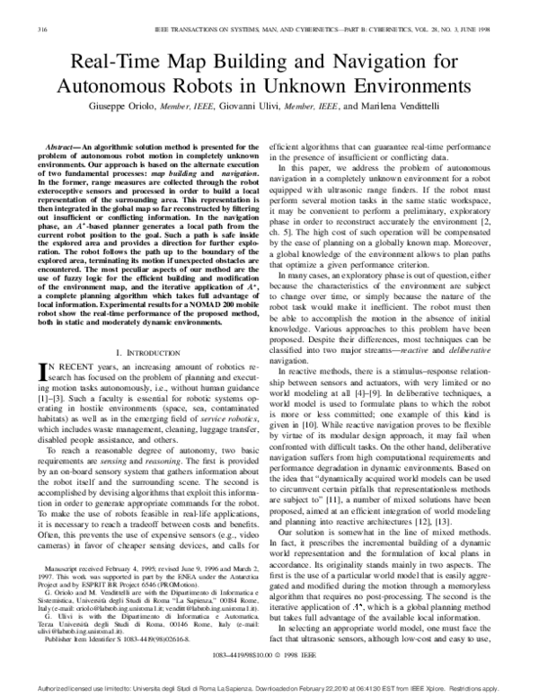 (PDF) Real-time map building and navigation for autonomous robots in ...