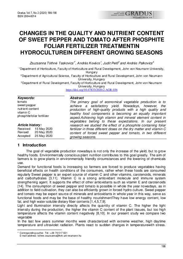 (PDF) Changes in the quality and nutrient content of sweet pepper and ...