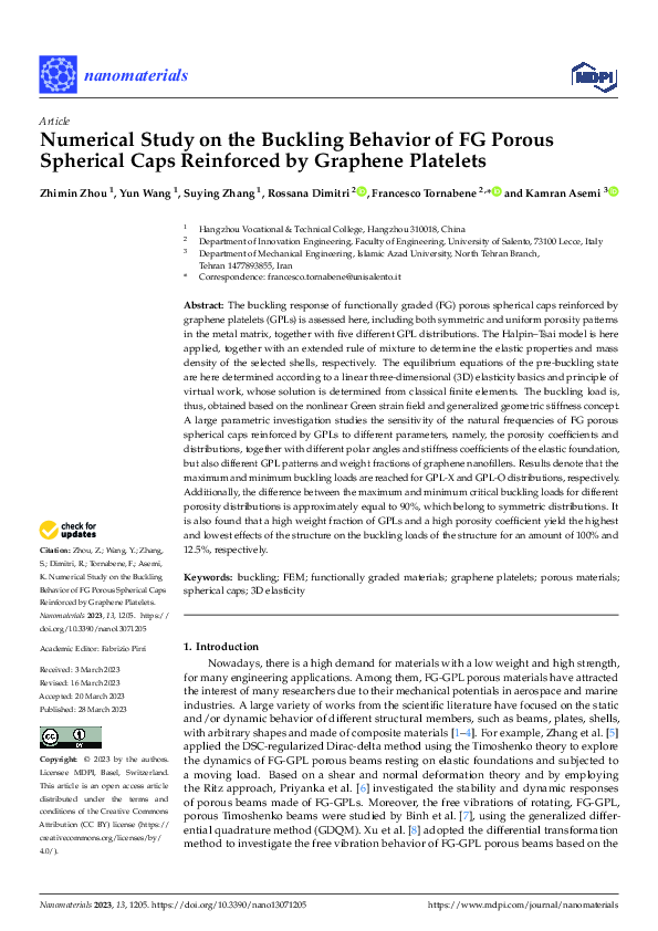 (PDF) Numerical Study on the Buckling Behavior of FG Porous Spherical ...