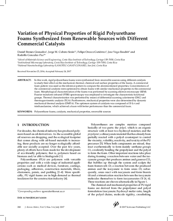 (PDF) Variation of Physical Properties of Rigid Polyurethane Foams ...