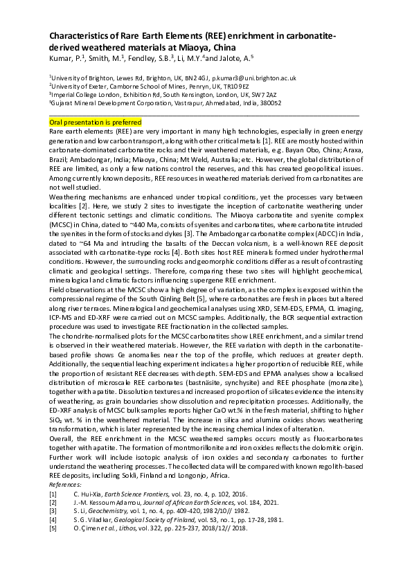 (PDF) Characteristics of Rare Earth Elements (REE) enrichment in ...