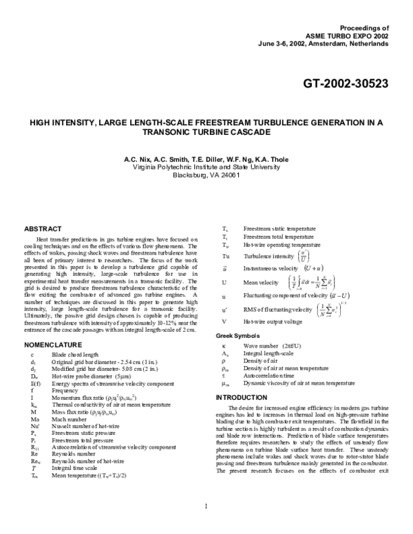 (PDF) High Intensity, Large Length-Scale Freestream Turbulence ...