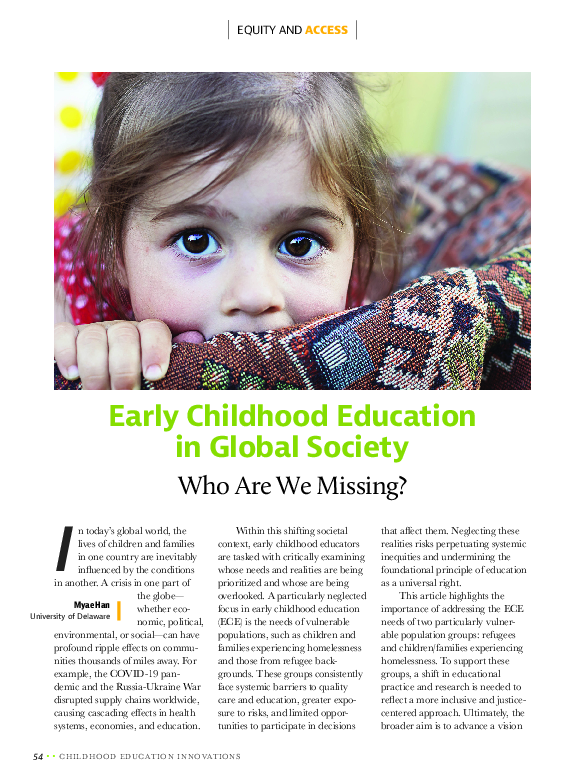 (PDF) Early Childhood Education in Global Society: Who are we missing?
