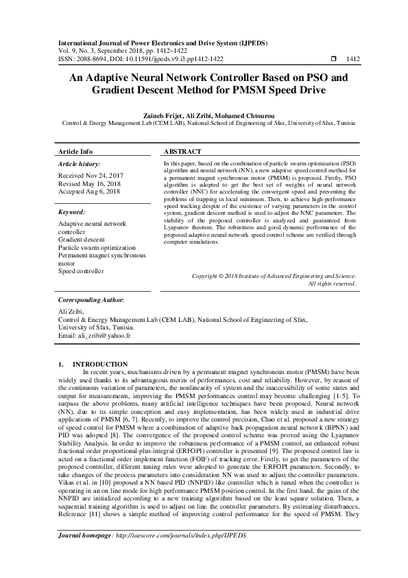 (PDF) An Adaptive Neural Network Controller Based on PSO and Gradient ...